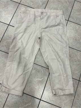 Chico's Beige Linen Blend Cropped Chinos